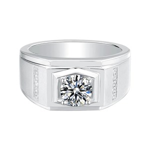 Bague en or massif 9 carats pour homme, diamant rond taille brillant, cultivé en laboratoire, certifié, style classique de fiançailles - Product Image 3