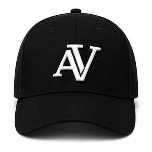 Gorra de Béisbol Negra Bordada en 3D con el Logotipo de AV, Gorra de Algodón Premium con el Logotipo de AV, Gorra de Béisbol Bordada Personalizada de 6 Paneles - Product Image 1