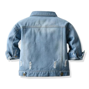 Chaquetas vaqueras para bebés recién llegadas, chaquetas vaqueras a la moda con efecto desgastado, chaquetas vaqueras de manga larga para niños - Product Image 5
