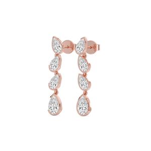 Aurora 9K Rose Gold Lab Grown Diamond <b>Earrings</b> 2.80 CTW Pear Shape Cut VVS Clarity <b>Fine</b> Jewelry For Women Bridal Wear Gallery - Product Image 5