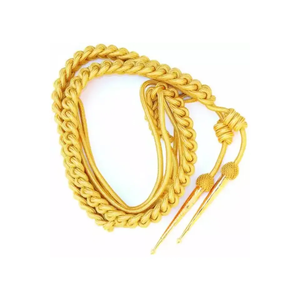Luxury Tactical Uniform Aiguillette with Bullion Wire Gold <b>Braided</b> <b>Cord</b> Metal Tips Customizable for Parade or Honor Guard - Product Image 6