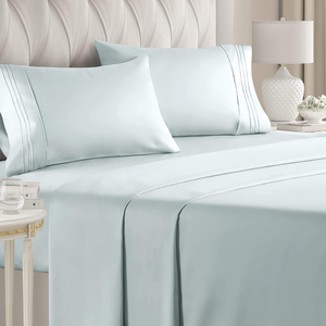 Eco-Friendly 4-Piece Set Solid Color Fitted <b>Bed</b> Sheet 2 <b>Pillow</b> Flat Fitted Sheet Sets - Product Image 1