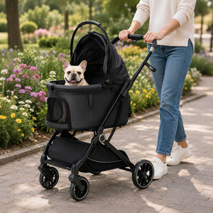 Poussette pour animaux de compagnie pour chiens et chats jusqu'à 50 lb avec design 3-en-1, pliage en une seule étape, porte-bébé et capote amovibles - Product Image 4