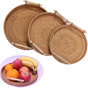 Handmade Serving Food Rattan <b>Trays</b> Customizable Eco Friendly Natural Woven <b>Tray</b> Durable Bulk Supplier Vietnam - Product Image 6