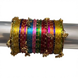 Quality Women's Kashmiri Chudiyan <b>Bangles</b> Beautiful Hanging Custom Made Trendy Silver Plated Wedding Churian Set Custom Colors - Product Image 1