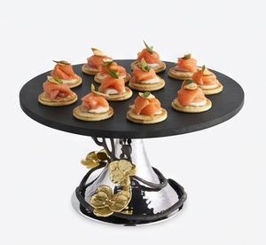 Premium Round Metal <b>Cake</b> Stand With Gold Flower Design Handmade Decorative Base Elegant Tabletop Display For Wedding Events <b>Gift</b> - Product Image 3