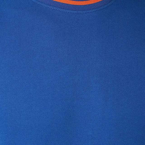 Custom <b>Men's</b> Royal Blue Crew Neck <b>Sweatshirt</b> <b>Orange</b> Tipped Collar Cuff Fleece Pullover Tipping Trim Casual <b>Sweatshirt</b> OEM - Product Image 5