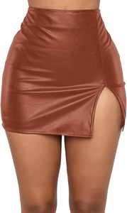 Jupe mini en cuir pour femme, cuir PU de haute qualité, logo personnalisé, jupe sexy pour club, vente en gros, fournisseur en gros, prix d'usine - Product Image 3