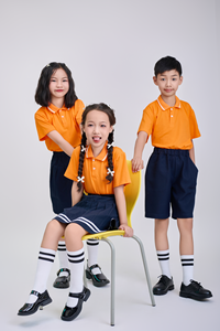 Polo d'uniforme scolaire pour garçons, en polyester et élasthanne tricoté 50D, orange, fabriqué au Vietnam par FMF - Product Image 2