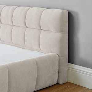 King Size Upholstered <b>Bed</b> <b>Frame</b> Thick Chenille Fabric Solid Wood Queen Size <b>Platform</b> <b>Bed</b> Headboard Durable Up-Holstered <b>Beds</b> - Product Image 4