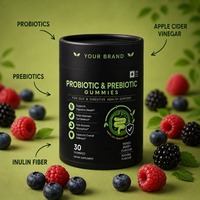 Gomitas Probióticas y Prebióticas Sin Gluten, Sin OMG, Sabor a Bayas Mixtas, Vegetarianas, Sin Gelatina, para la Digestión Intestinal, Marca Privada OEM