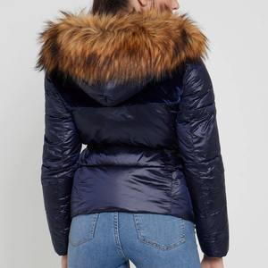 High Quality Fur Hood Down <b>Jacket</b> Canada Style Shinny Custom Size Color Goose <b>Packable</b> Polyester Women Bubble Coat - Product Image 2