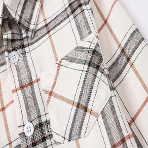 Chemise en flanelle à carreaux à manches longues pour homme, avec poche poitrine, blanche/grise/marron, décontractée, boutonnée, 100 % coton, pour l'automne, vente en gros - Product Image 6