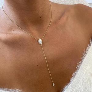Collar con Colgante de Halo Marquise de Diamante Cultivado en Laboratorio de Oro de 14K al por Mayor, Fabricante de Joyería Fina OEM ODM - Product Image 1