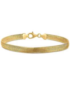 Men's Diamond-Cut Wide <b>Snake</b> <b>Chain</b> Bracelet in 14k <b>Gold</b> Over Sterling Silver | Macy's - Product Image 1