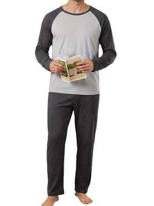 Ensemble de pyjama pour homme en coton tricoté 100% - 180g - 2 pièces - Manches longues - Pantalon long - Respirant - Vêtements de détente thermiques - Bangladesh - Product Image 6