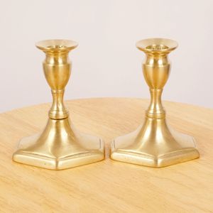 Antique Style Brass Candle Holders Set, Polished Finish Taper Candle <b>Stand</b> for Home Decor, Dining Table and Events Use - Product Image 2