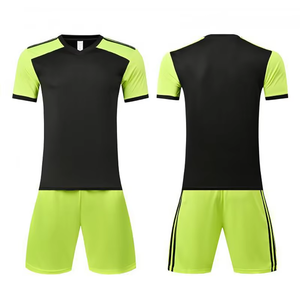 Ensemble de maillots de football pour hommes, col en V, 100% polyester, manches courtes, vert lime, bleu marine, évacuation de l'humidité, respirant, coupe athlétique - Product Image 2