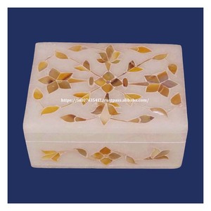 กล่องหินอ่อนสีชมพูสีขาวและสีเขียวดีไซน์ทันสมัยกล่องแม่ฝังลายดอกไม้ - Product Image 2