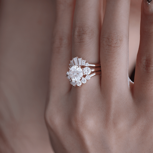 Best Seller Solid <b>Gold</b> 2.5ct Lab Grown Diamond Bridal <b>Set</b> Round Cut Three Stone Engagement <b>Ring</b> with Double <b>Ring</b> Enha - Product Image 2