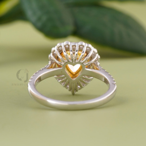 Bague en diamant jaune taille cœur, double halo, ton or rose, pavé, bijou unique de fiançailles ou de promesse pour elle, 1,02 carat - Product Image 3