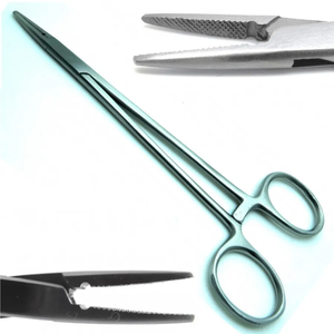 Instrumentos de cirugía ósea de alta calidad: Portaagujas manual Crile de 6'' con bloqueo de trinquete, reutilizable, certificado CE, Clase I, para uso dental. - Product Image 2