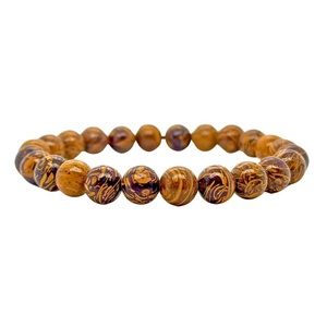 Pulsera de cuentas de cristal de jaspe de calidad premium Feng Shui, hecha a mano, para hombre y mujer, piedra curativa natural, elástica, en oferta. - Product Image 3