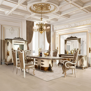 Juego de Comedor Estilo Francés Real, Aparador de Teca Sólida con Espejo, Mueble de Exhibición Tallado a Mano, Muebles de Lujo para el Hogar, Personalizados - Product Image 4