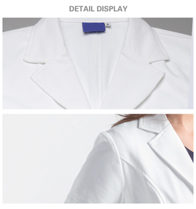 High Quality Canvas Woven Fabric Comfortable <b>White</b> <b>Lab</b> <b>Coat</b> Needle Detection Seamless Fusing for Pet Grooming Beauty Uniforms - Product Image 2