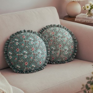 Fundas de Cojín Redondas con Estampado Floral, de Poliéster y Algodón, Decorativas, para Sala de Estar, Hotel, Hostelería y Decoración - Product Image 1