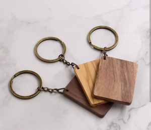 Handmade Natural Wood Rectangle Keychain Personalized Engraving Keyring Durable Lightweight Wooden <b>Key</b> <b>Holder</b> Gift for Men Women - Product Image 1