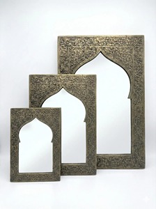 Decorative Graved Gold Brass <b>Frame</b> Mirror Ideal For Bathroom Vanity And Dressing Area Enhances Heritage Interior Styling - Product Image 5