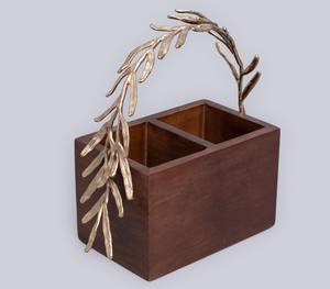 Porta utensilios de cocina de madera premium, porta cubiertos de madera de mango premium - Product Image 5