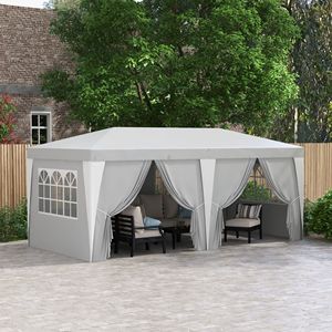 Grande Tenda Pop-up Grigia 20x10 per Esterni, Montaggio Istantaneo con Altezza Regolabile e Pareti Laterali in Rete per Feste e Raduni all'Aperto - Product Image 2