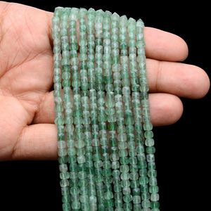 Perles facettées en quartz fraise AAA de 4 mm, quartz vert naturel, pierre semi-précieuse, perles fantaisie en forme de briolette 3D pour bijoux - Product Image 4