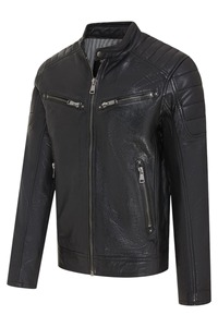 Blouson de motard en cuir véritable de qualité supérieure pour homme, fermeture éclair sur le devant, service d'échantillons d'usine disponible dès aujourd'hui - Product Image 2