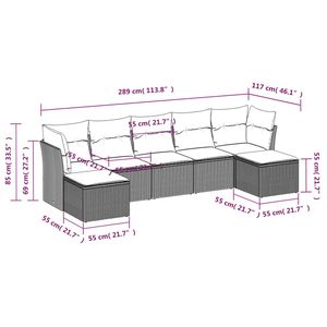 Juego de sofás de patio de ratán sintético marrón de 7 piezas con cojines, elegantes muebles de exterior - Product Image 3