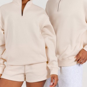 Custom Logo Women Lightweight Loose Crew <b>Neck</b> Half Quarter Zip Hoodie Workout Top Oversized Gym Sports Sweatshirt - Product Image 3