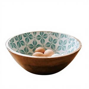 Juego de Ensaladeras Grandes de Madera de Acacia Estilo Boho, Ecológicas, Hechas a Mano, 3 Piezas, 1000 ml, Color Personalizable, para Fiestas - Product Image 1