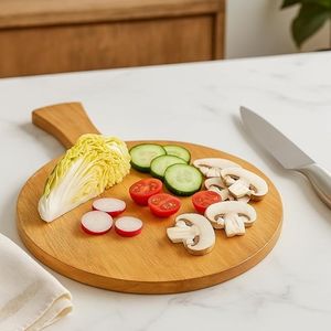 Tabla de cortar de madera maciza multiusos para carne, verduras, frutas, pan y queso con acabado natural. - Product Image 5