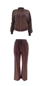 Conjunto Deportivo de Invierno para Mujer, Talla Grande, Color Sólido, 100% Algodón, Sudadera con Capucha y Pantalones Jogger de Dos Piezas - Product Image 3
