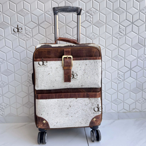 Bolsas de Viaje de Cuero Vacuno Auténtico, Multiusos, Hechas a Mano, Bolsa de Viaje con Ruedas Unisex, Tamaño Grande, Multiusos, Piel con Pelo, Maleta Hecha a Mano - Product Image 1
