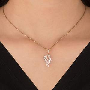 Elegante Collar con Colgante de Diamante Cultivado en Laboratorio con Diseño de Hoja, Joyería de Diamantes de Lujo Inspirada en la Naturaleza para Mujer - Product Image 1