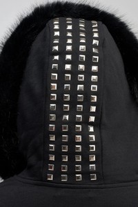 Ensemble de survêtement noir à capuche pour femme, manches longues, fermeture éclair, coupe ample, design 2-en-1, ourlet fendu, poches latérales, tenue décontractée d'automne - Product Image 6