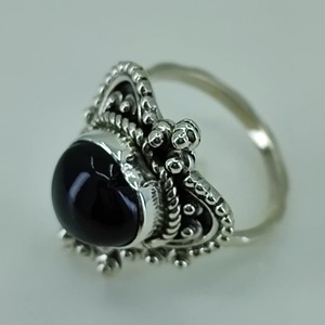 Black Onyx <b>Ring</b> 925 Sterling <b>Silver</b> Handmade <b>Boho</b> Statement Promise <b>Ring</b> for Women, July Birthstone Heart Shape Jewelry - Product Image 1