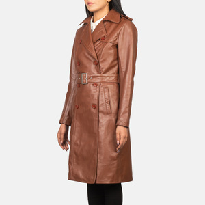 Abrigo Largo Tejido de Cuero Genuino Vintage Impermeable para Mujer, Transpirable, Ropa Casual de Invierno, Gran Venta - Product Image 3