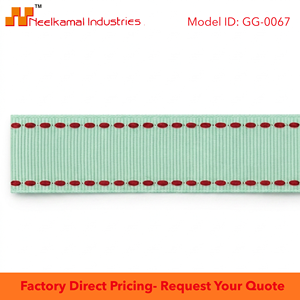 25mm Mint Green Red Edge Stitch Grosgrain <b>Ribbon</b> 100% Polyester OEM Factory Export Supply Nursery Decor Gift Tags Party Props - Product Image 6