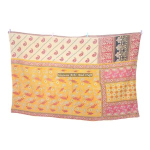 Vintage Handmade Kantha <b>Quilts</b> Reversible Sari Patchwork Bedspread Indian Reversible Hand Stitched Heavy <b>Throw</b> Old Sari Blanket - Product Image 1