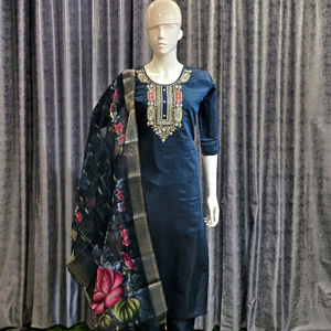 ชุดสัลวาร์ คามีซ ผ้าไหมปักลายเนื้อนุ่ม 3 ชิ้น ยี่ห้อดวะจา สำหรับงานปาร์ตี้และงานแต่งงาน พร้อมชุดซับในผ้าฝ้าย แห้งเร็ว - Product Image 1