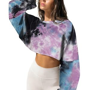 Drop Women Streetwear Long Sleeve Crop Top Sporty Perfect Wear Crewneck Sweatshirts Customized <b>Cropped</b> Pullover - Product Image 1